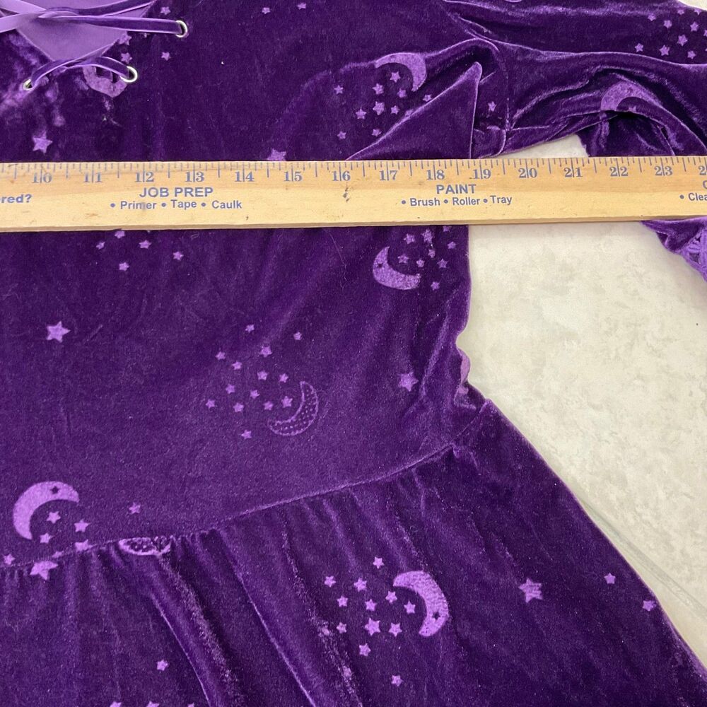 Spirit Halloween Midnight Sorceress Velour Hooded mini Dress XL Moon Stars - Picture 8 of 10